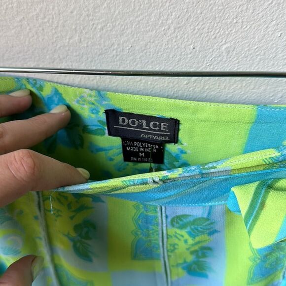 Dolce Apparel Green And Yellow Beaded Summer Skirt size M - Picture 5 of 8